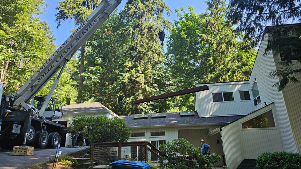 Crane holding beam