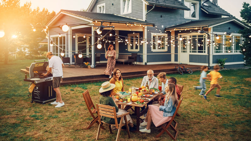 Family enjoying BBQ